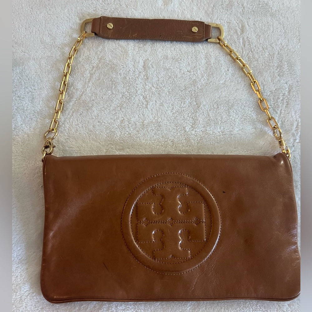 Tory Burch Brown leather shoulder bag.